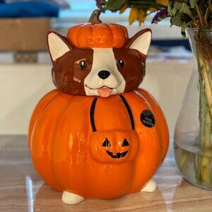 Corgi Halloween Pumpkin Cookie Jar
